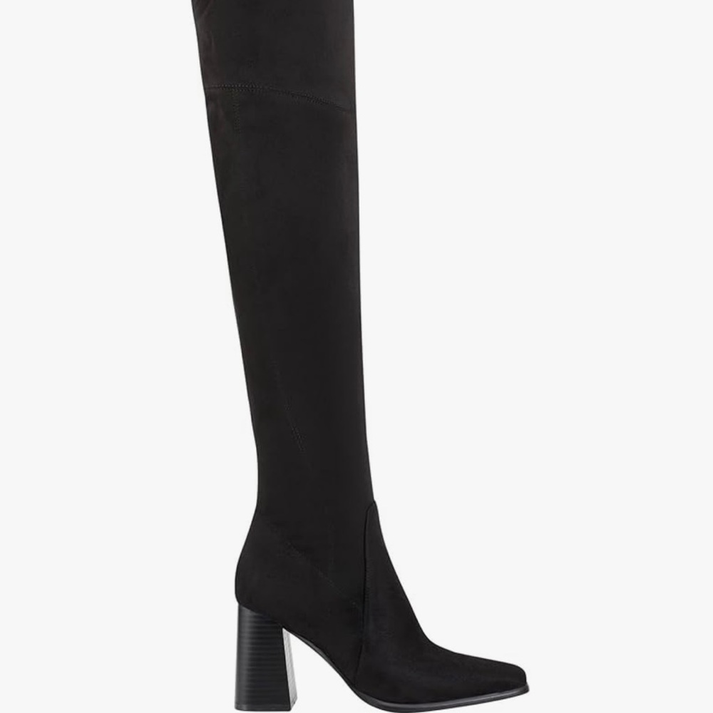 Marc Fisher Denki Black Faux Suede Block Heel Over The Knee Boots Wm’s Sz 5 New - Picture 4 of 11